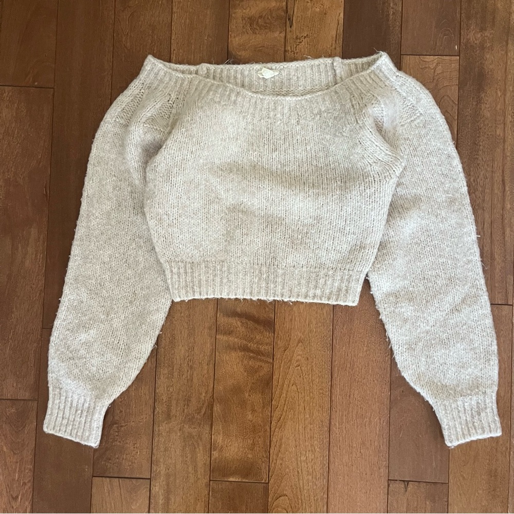 Cream off the shoulder sweater
